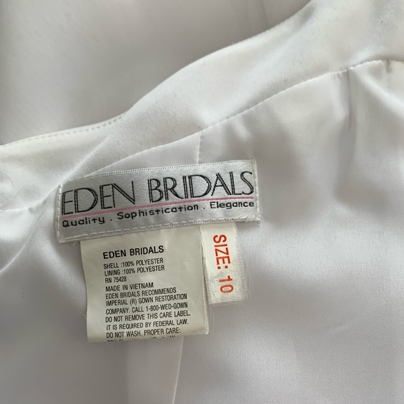 🚫SOLD🚫Eden Bridals sz10 White Deep V Wedding Gown/Dress Spaghetti Halter - Picture 5 of 8